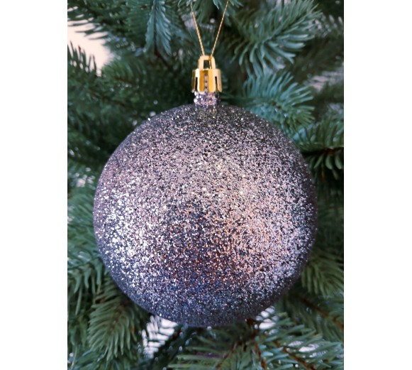 Новорічна куля "Блискітки" Ø100мм граніт, ціна за набір 3шт